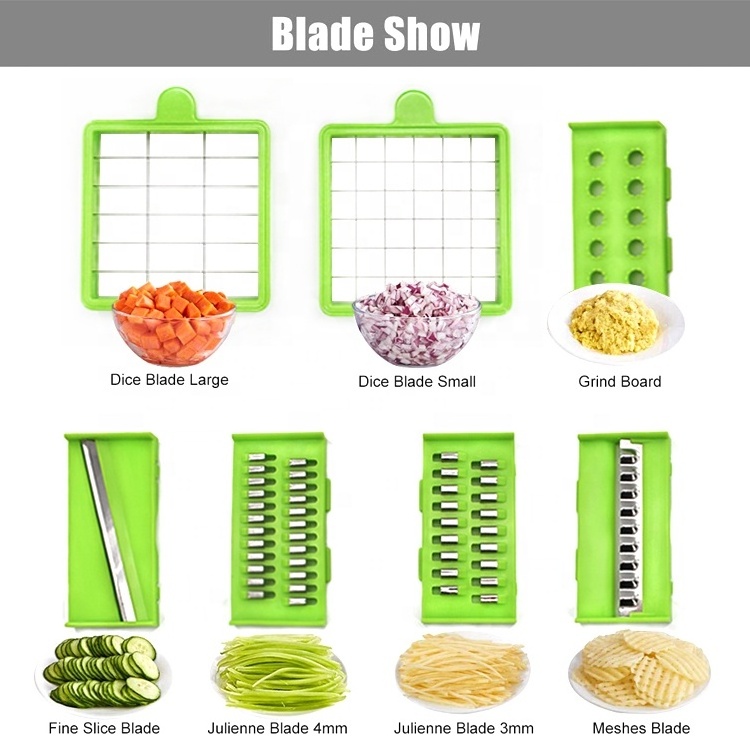 Commercial 12 in 1 Vegetable Slicer Chopper Dicer Onion Mandoline Slicer Food Chopper with Storage Container