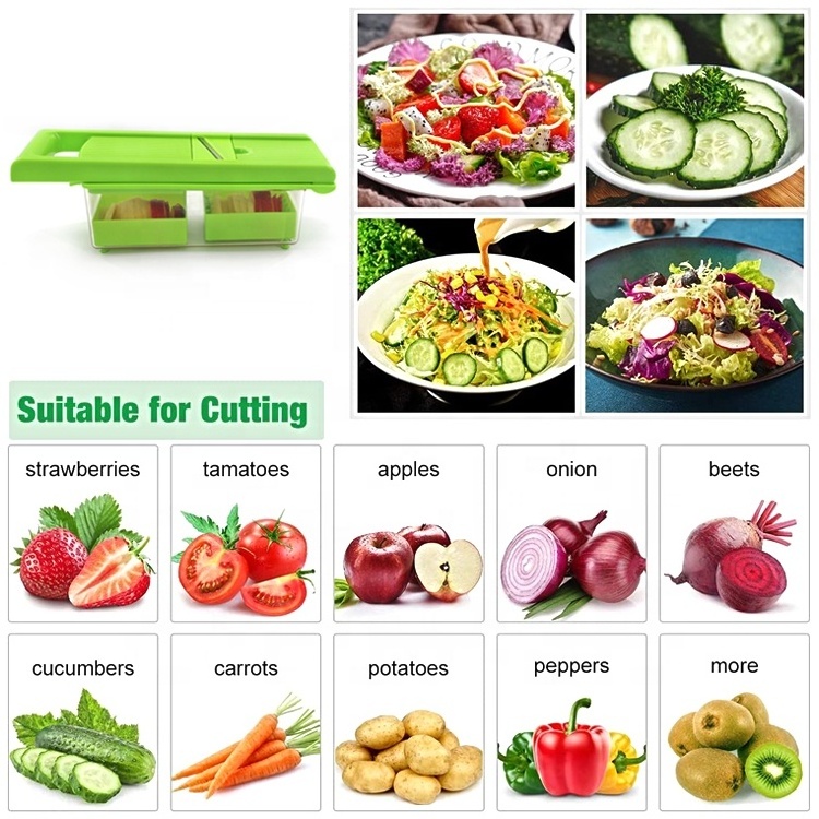 Commercial 12 in 1 Vegetable Slicer Chopper Dicer Onion Mandoline Slicer Food Chopper with Storage Container