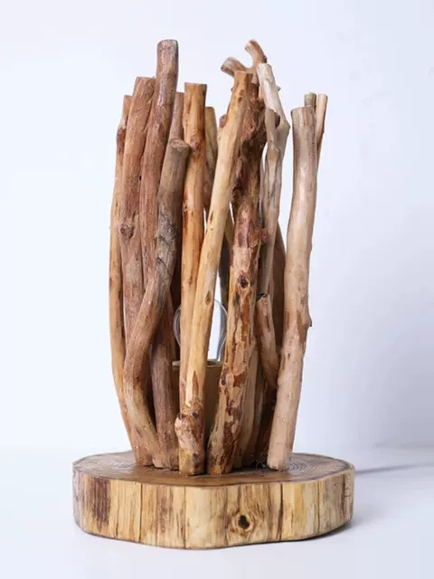 Ecological Bedroom Bedside Lamp Twig  Decorative Solid Wood Handmade Bonfire Driftwood  Buffet Table Lamp