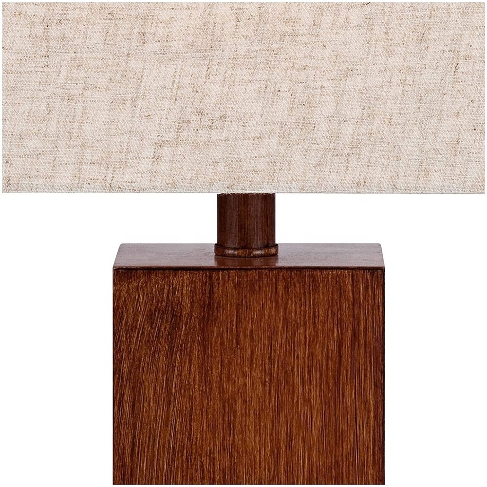 JLT-4906 Modern Wood Textured Table Lamp Tan Fabric Shade hotel wooden table lamp