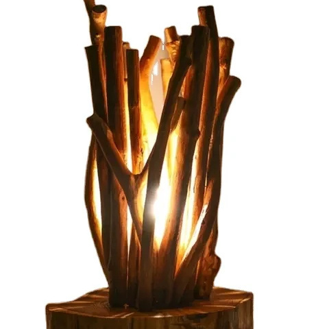 Ecological Bedroom Bedside Lamp Twig  Decorative Solid Wood Handmade Bonfire Driftwood  Buffet Table Lamp