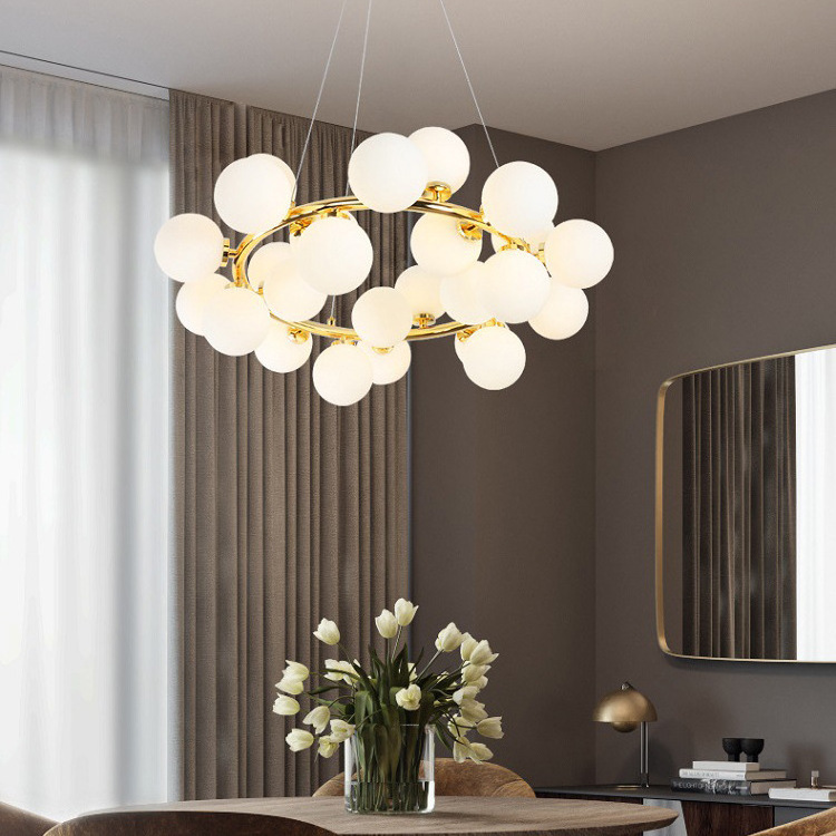 Modern Glass Ball Orb Simple creative living room Bulbs Ring Pendant Lights nordic modern gold luxury led pendant light