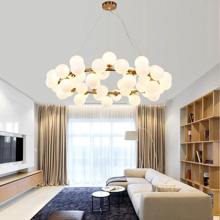 Modern Glass Ball Orb Simple creative living room Bulbs Ring Pendant Lights nordic modern gold luxury led pendant light