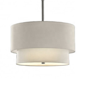 Modern 2 Tier Drum Fabric Shade Pendant Hanging Light Lamp ceiling pendant lamp for living room bedroom hotel lamparas