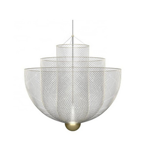 Post Modern Nordic LED Metal Mesh unique lobby chandelier circle hanging lamps light fixtures for home hotel villa