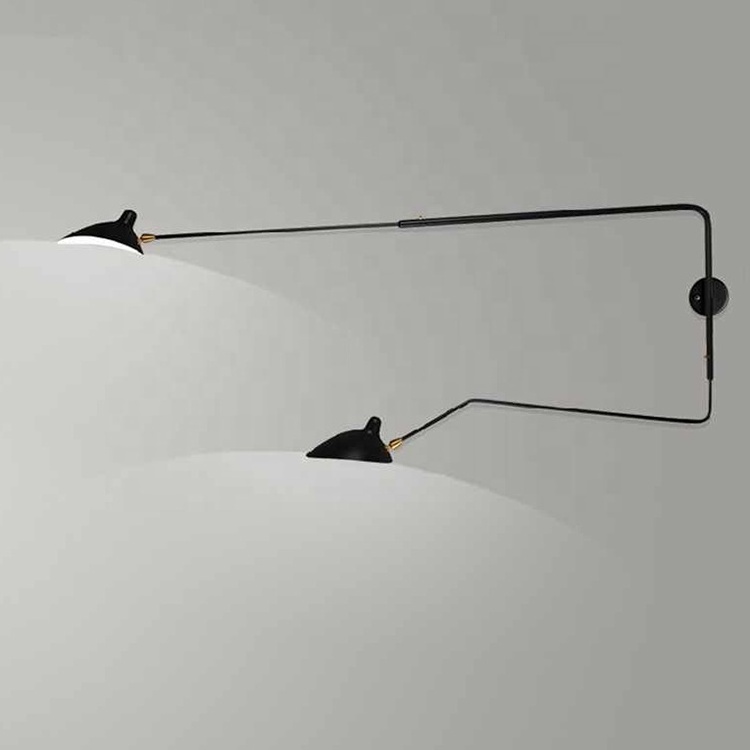 Modern Metal Lampe Cap Shape Swing with 2 Rotating Arm double adjustable wall mounted Bedside Lamp Wall sconce lighting Plug in