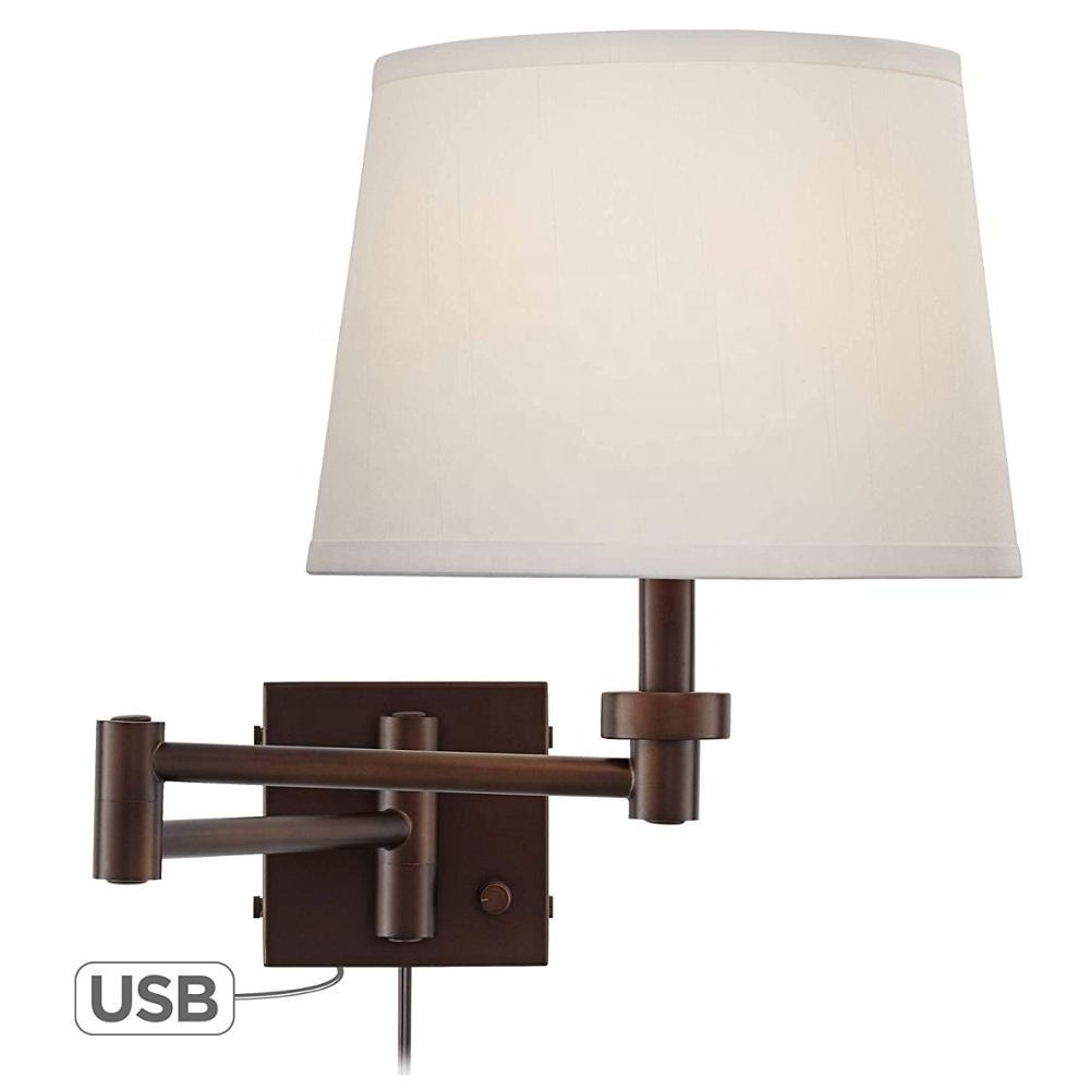 JLW-7633 Bedroom Adjustable Swing Arm Wall Lamp with USB Charging Port hotel reading bedside light