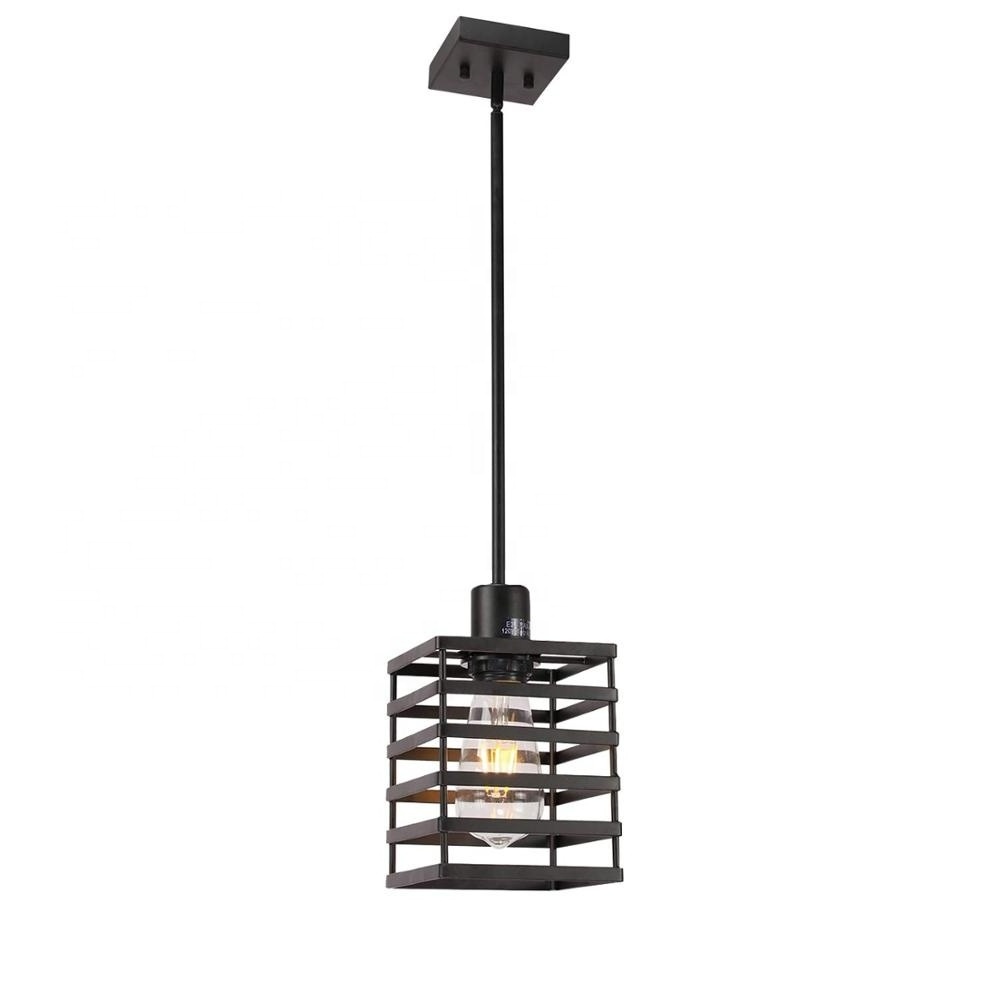 Industrial Metal Cage Pendant Lighting Black small Island Kitchen Light Fixtures