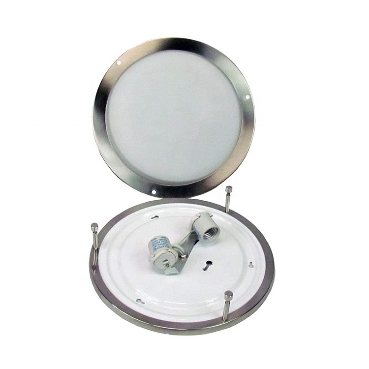 For hotel room light 10-12-14-16 inch opal glass brushed nickel two light flush mounted ceiling lamp