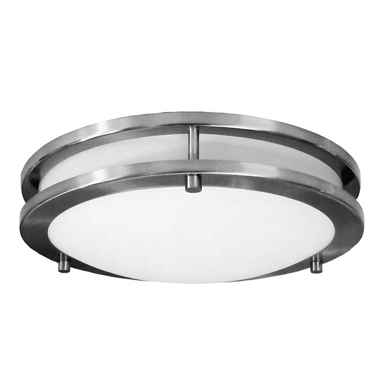 For hotel room light 10-12-14-16 inch opal glass brushed nickel two light flush mounted ceiling lamp