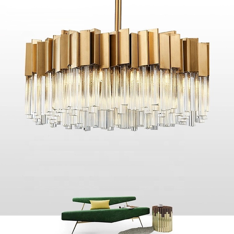 Lampadario cristallo Contemporary ceiling modern gold luxury k9 crystal chandelier pendant light for dining table luxury