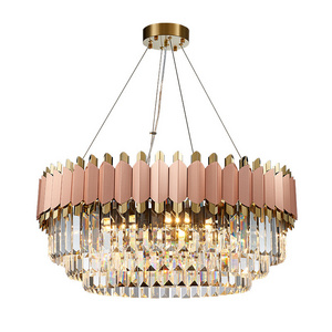 JLP-688abc Nordic Pink K9 crystal chandeliers for home amparas colgantes, crystal chandelier ceiling luxury hanging lights