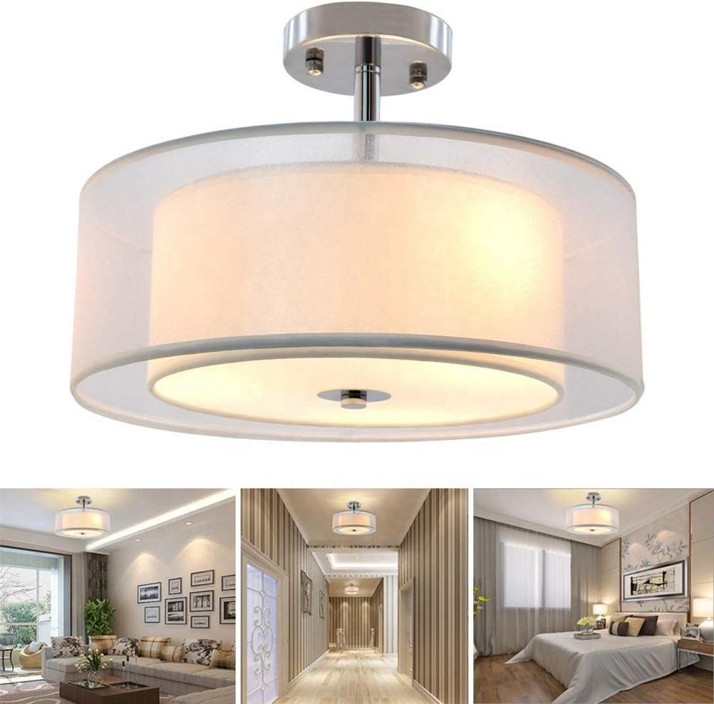 JLC-FS15 Modern 2-Tier Semi Flush Mount Lighting Fixture With 3- Light Close to Ceiling Light for Bedroom Hallway, Entry, Foyer