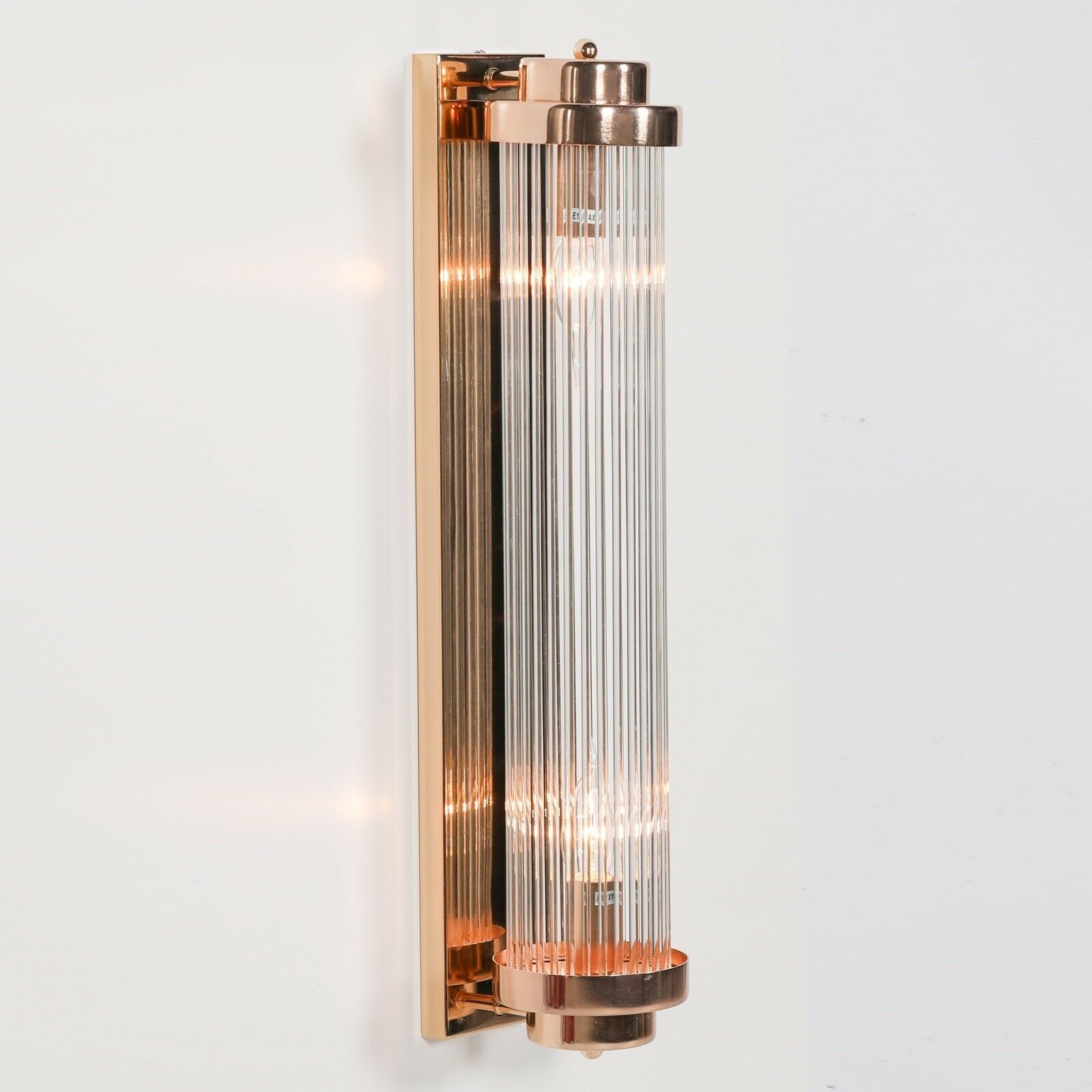 JLW-13301 American Retro Copper Wall Mounted Lamp With Ribbed Glass Hotel Hallway Wall Sconce Light