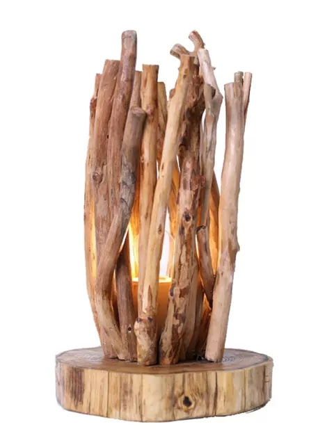 Ecological Bedroom Bedside Lamp Twig  Decorative Solid Wood Handmade Bonfire Driftwood  Buffet Table Lamp