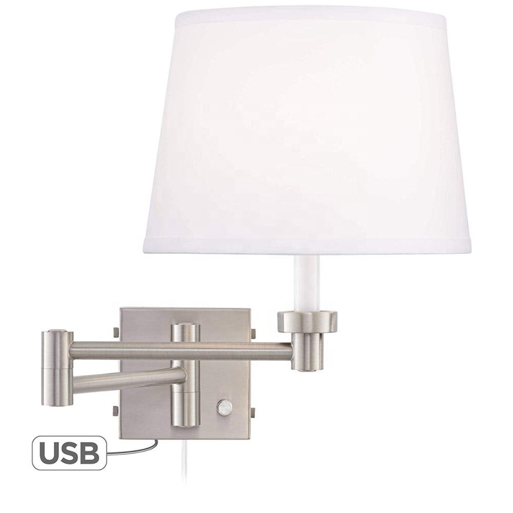 JLW-7633 Bedroom Adjustable Swing Arm Wall Lamp with USB Charging Port hotel reading bedside light