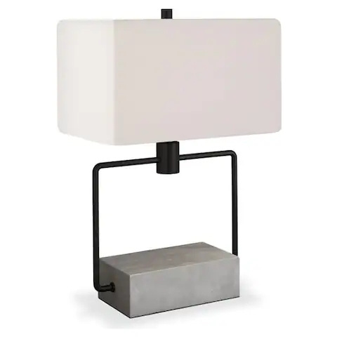 JLT-4922 Modern Concrete Base Table Desk Lamp With Rectangular Fabric Shade Home Living Room Lighting