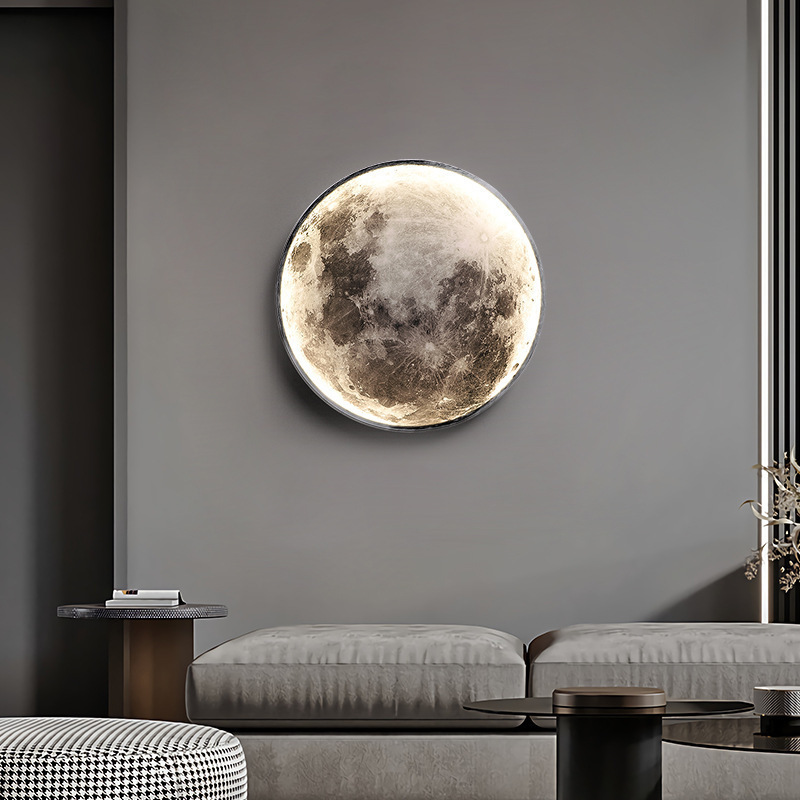 Modern Creative LED Round Moon wall lamp for bedroom living room dining room Decorative Light