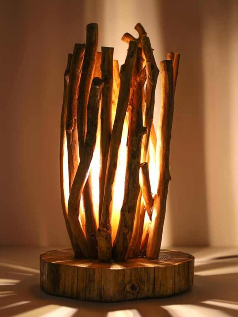 Ecological Bedroom Bedside Lamp Twig  Decorative Solid Wood Handmade Bonfire Driftwood  Buffet Table Lamp