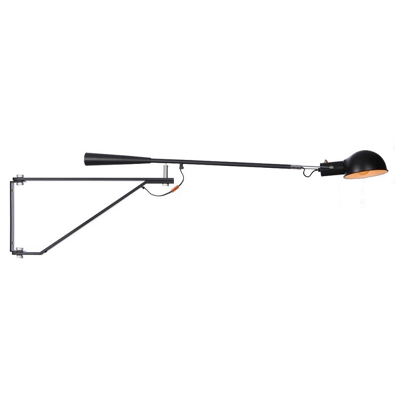 JLW-G032 Industrial Long Arm Rotary Black Wall Mounted Lamp Reading Light Living Room, Iron wall lamp