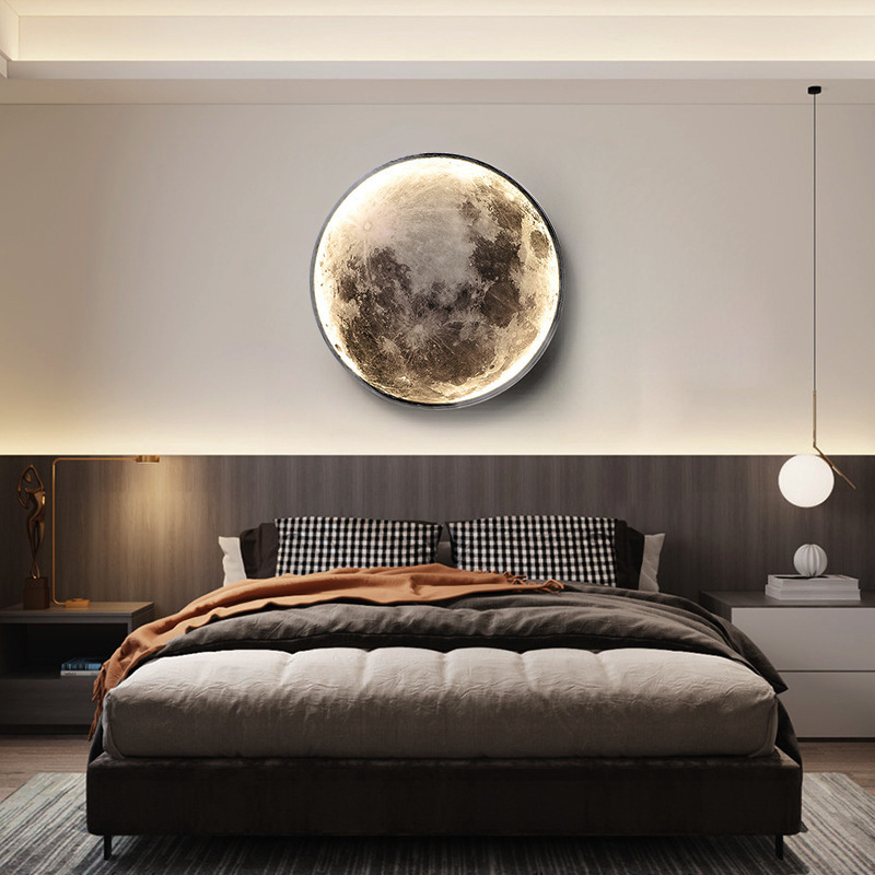 Modern Creative LED Round Moon wall lamp for bedroom living room dining room Decorative Light