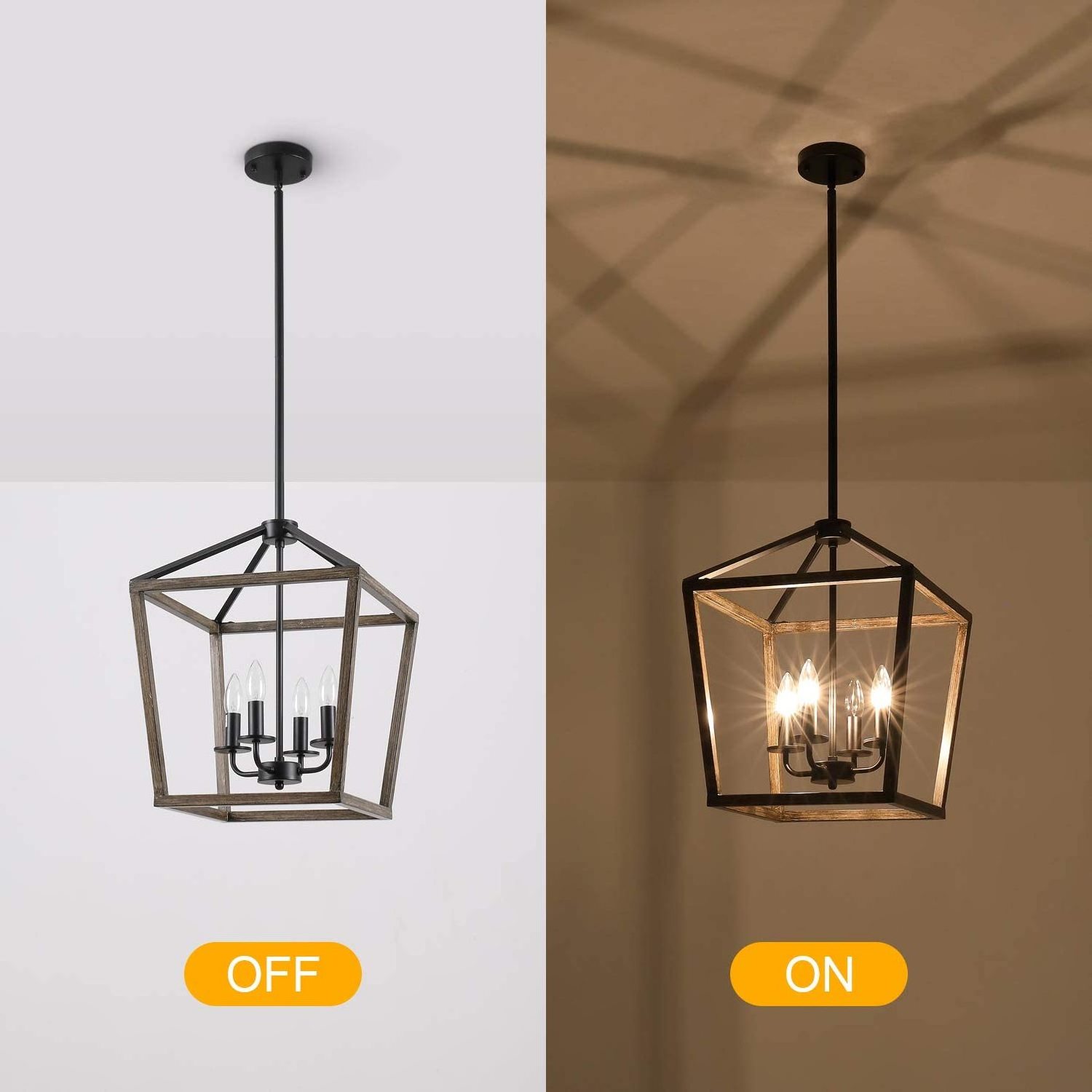 Farmhouse Antique Brown Oak Wood Cage Outdoor Chandelier pendant lighting for islands in kitchens vaulted ceiling lighting