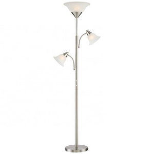 modern brushed steel goose neck glass bedside bedroom study designer floor lamp