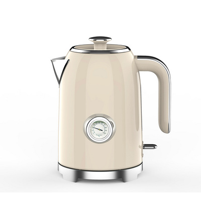 Portable home appliance Retro style 1.7L electric stainless steel water kettle with Thermometer