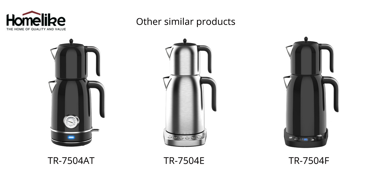 New design turkish samovar stainless steel turkish electric kettle and teapot set tea maker