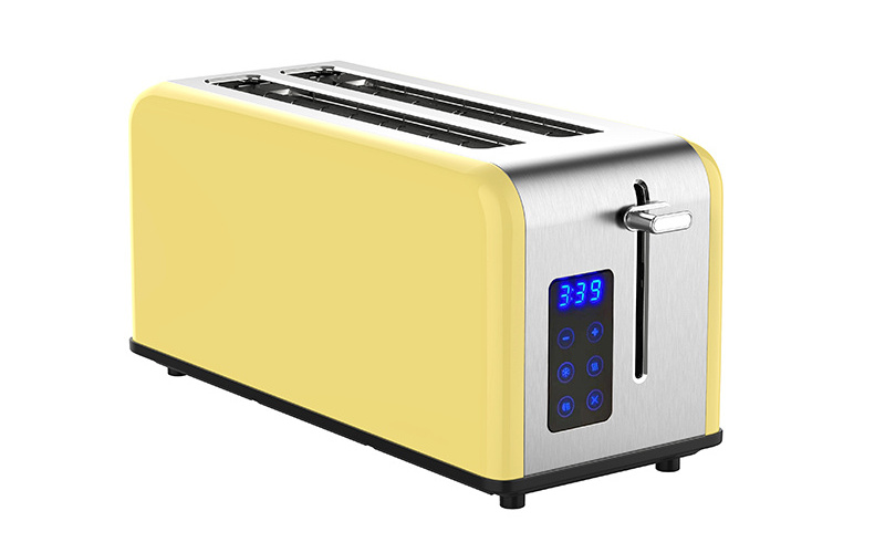 New Design High-end 4 Slice Stainless Steel Long Slot Toaster with touch screen timer countdown display for household