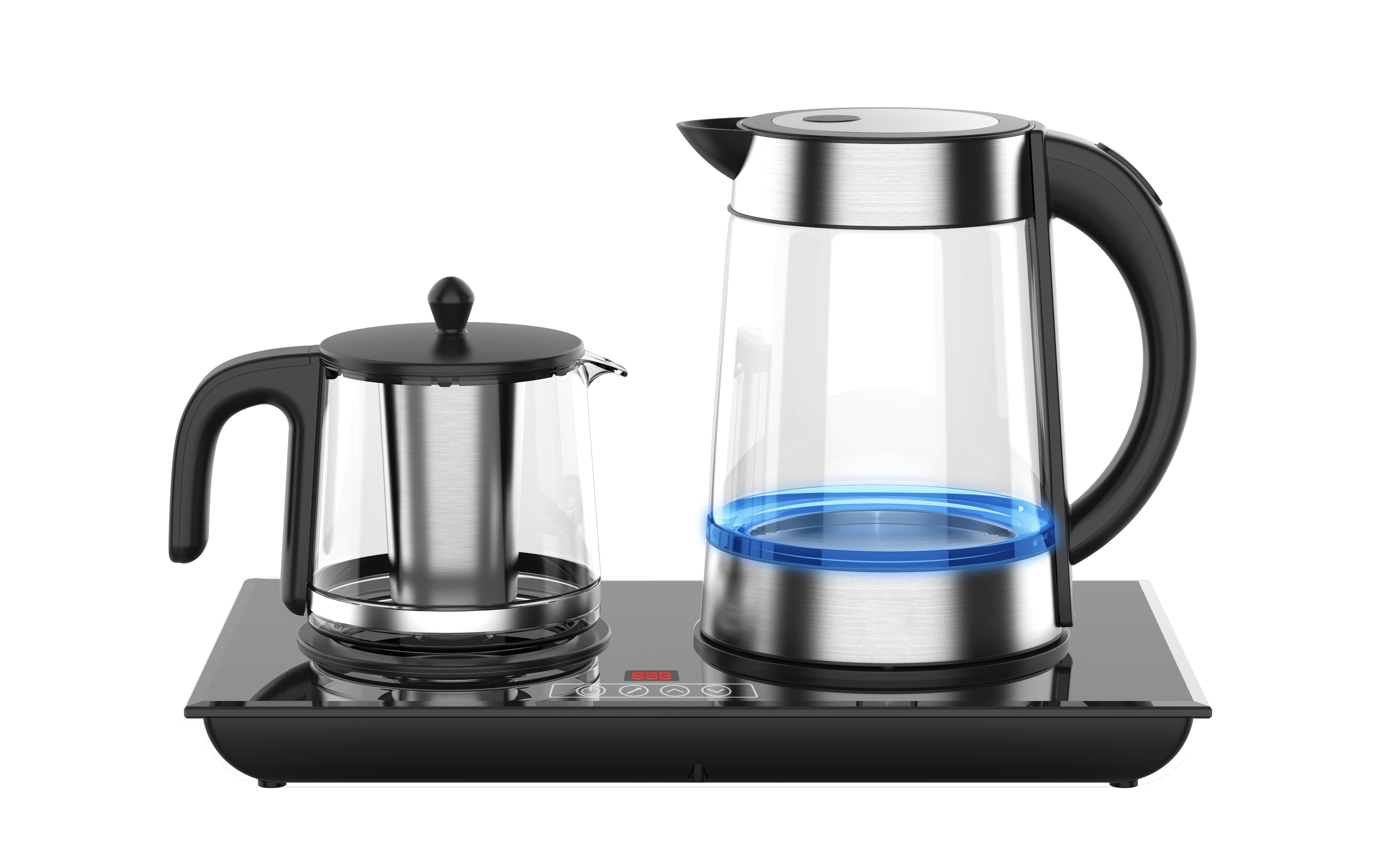 Smart Design glass tea kettles 1.7L turkish tea maker With Temperature Control base