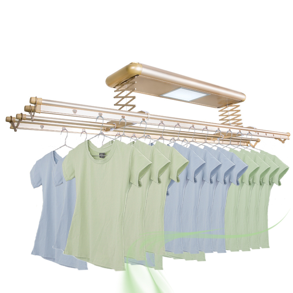 Wall Mounted Durable Expandable Electric Folding Smart Clothes Drying Rack with Adjustable 4 Poles