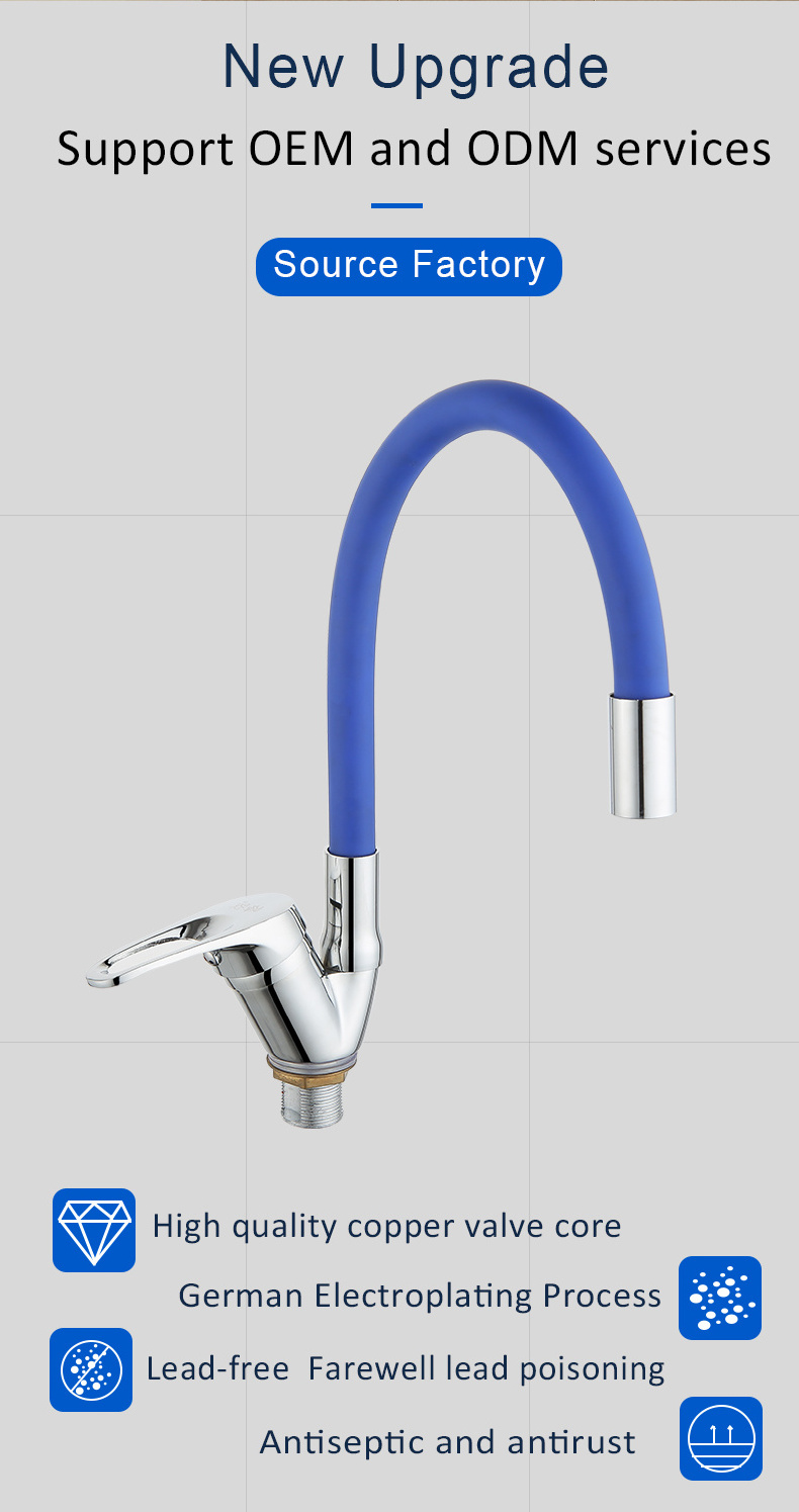 New Arrival Green Colorful Flexible Hose For Sink Kitchen Faucet With Single Tap Modern Design Tap Single Lever Sink Mixer