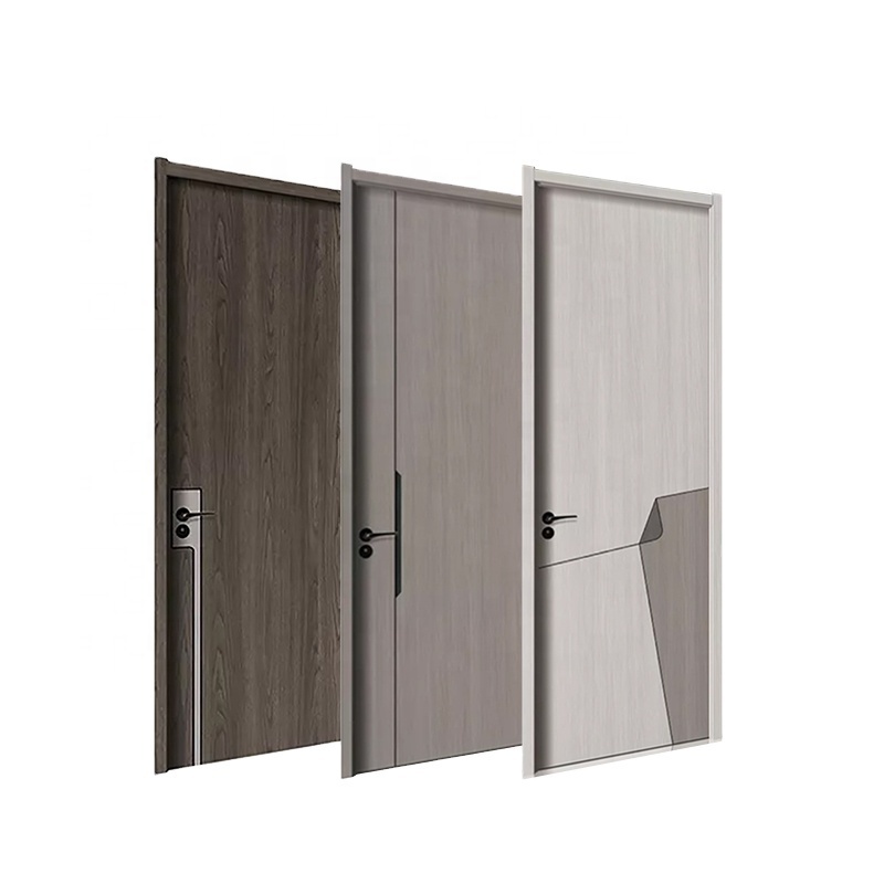 Interior Doors with Frames Wood Eco Wood Decorative Out Prehung Interior WPC Wood Easy Install Walnut Color Bedroom Waterproof