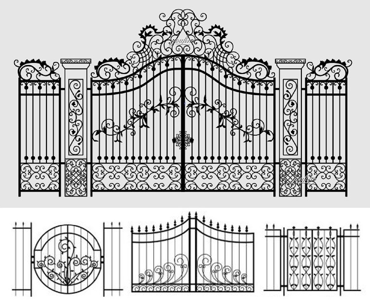 High Quality Wrought Aluminum Modern Main Gate Designs Villa Used Swing Driveway Square Tube Wrought Iron Gates