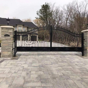 American Classic Style External Front Entry Doors Wrought Iron Double Exterior Driveway Gate Metal Ornaments for Decoration