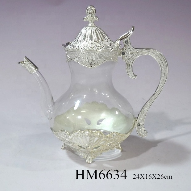 Arabic Turkish metal gold silver plated glass ceramic coffee milk tea pot for home party