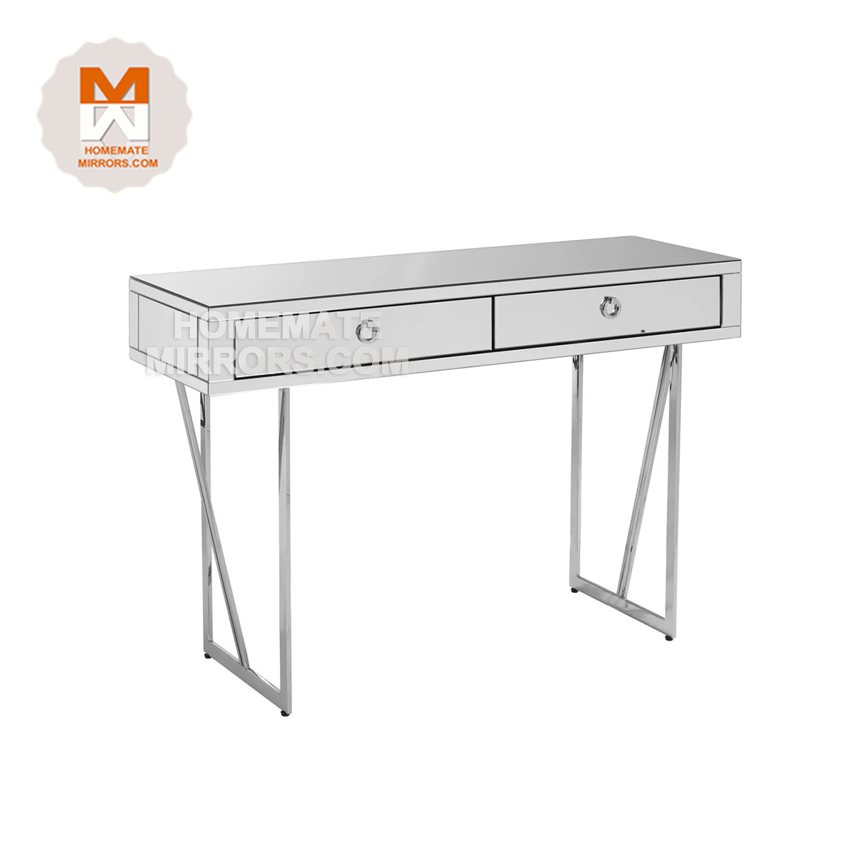 Modern Metal Mirrored Console Table with Storage