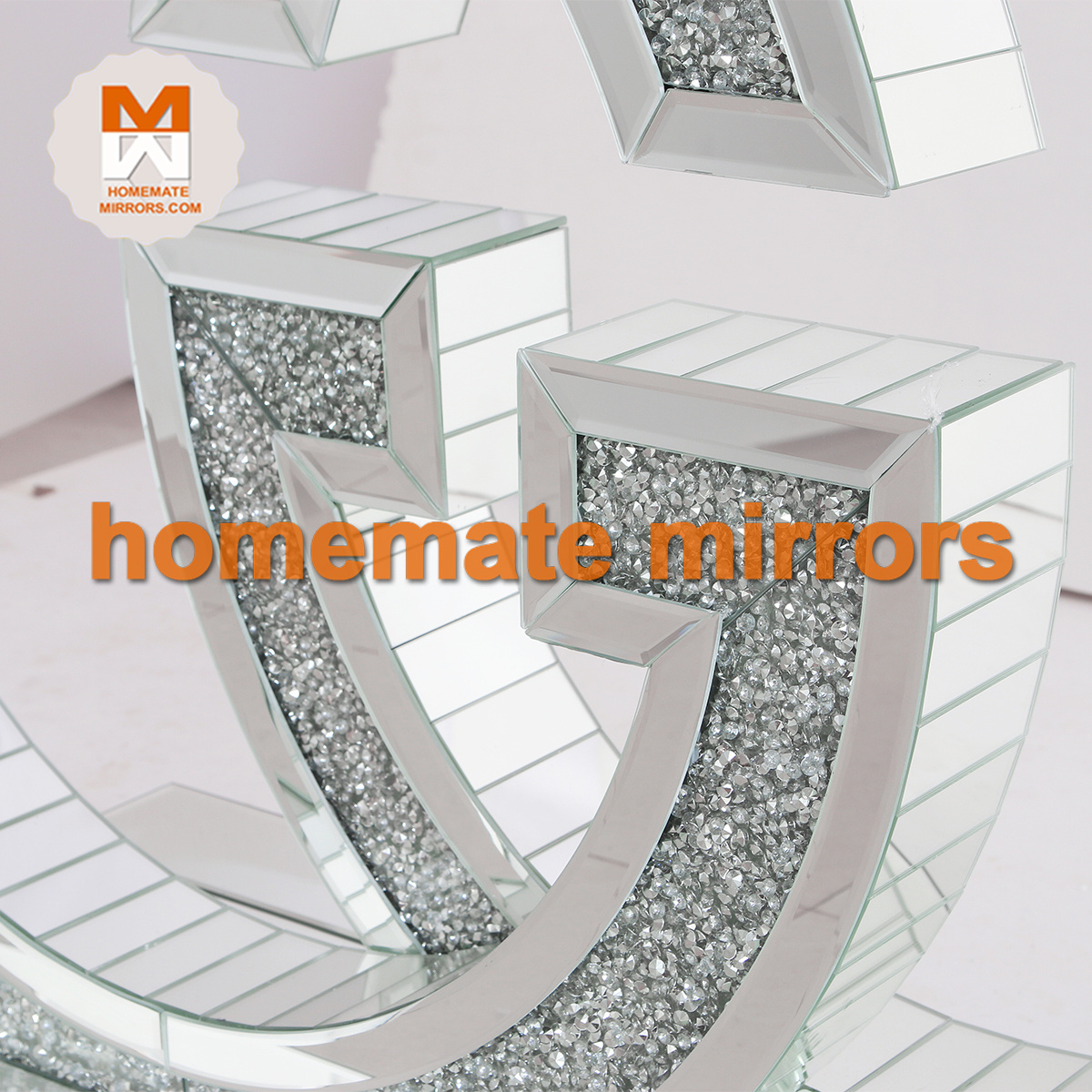 Hot LED GG glass mirror console tables with mirror crushed diamond for Living Room