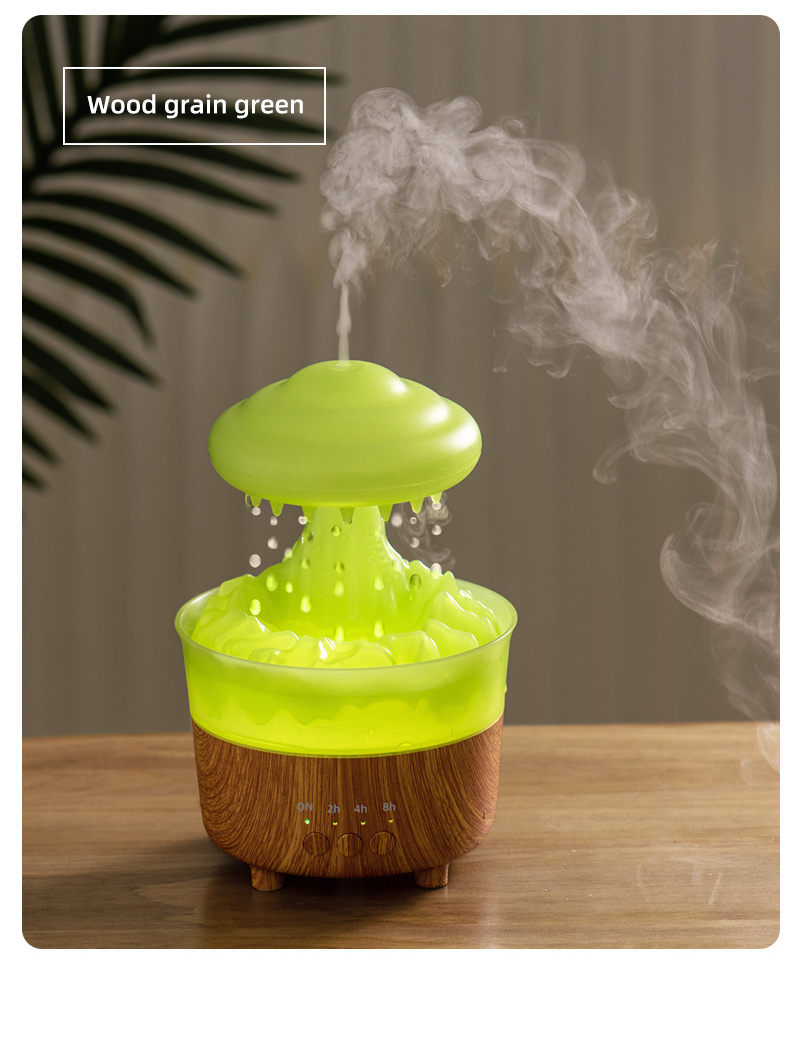 Rain Cloud Humidifier Water Drip Mushroom Rain Cloud Night Light Aromatherapy Essential Oil Diffuser Desk Fountain with 7 Colors