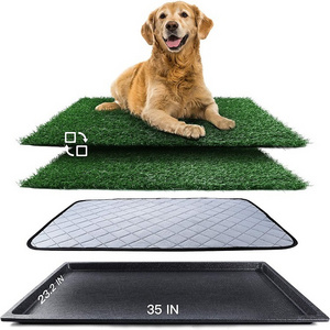 Large Dog Grass Pad Artificial Grass Mats Washable Pee Pad with Tray Dog Toilet Potty Training for Indoor Outdoor