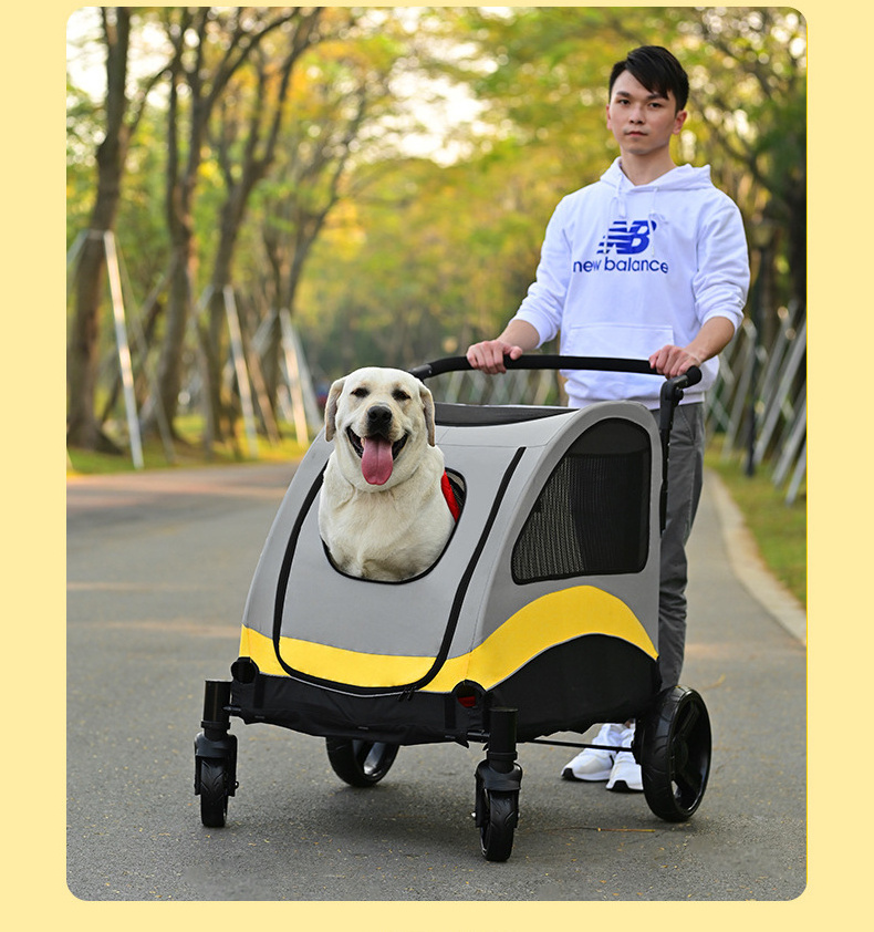 Extra-Large Dog Stroller for Medium Large Dogs Adjustable Handle Breathable Mesh Foldable 4 Rubber Wheel Pet Stroller