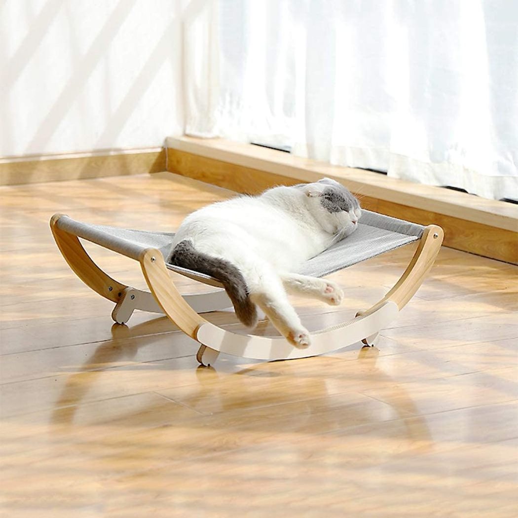 Elevated Cat Hammock Swing Bed 2 in 1 Sleeping Chair for Indoor Cats