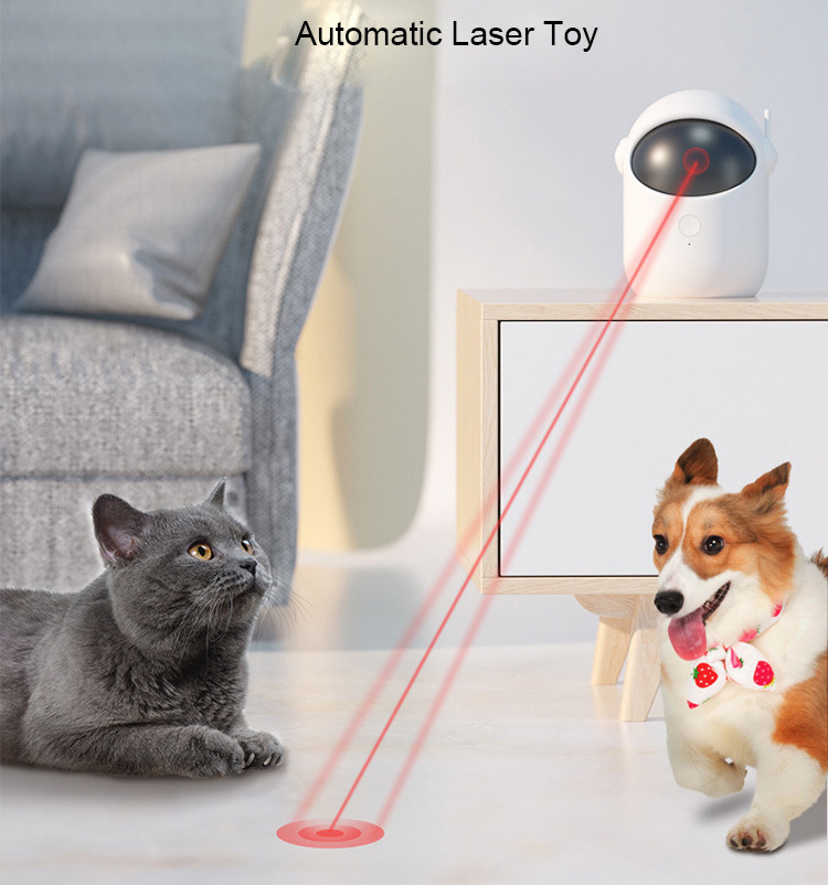 Automatic Cat Laser Toy USB Recharging Interactive Cat Toy Laser Different Patterns Long Range Pet Laser Toy