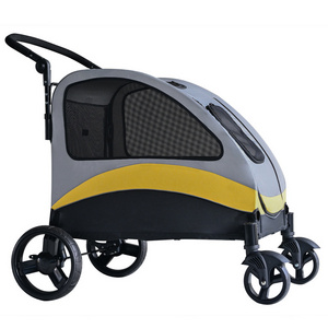 Extra-Large Dog Stroller for Medium Large Dogs Adjustable Handle Breathable Mesh Foldable 4 Rubber Wheel Pet Stroller