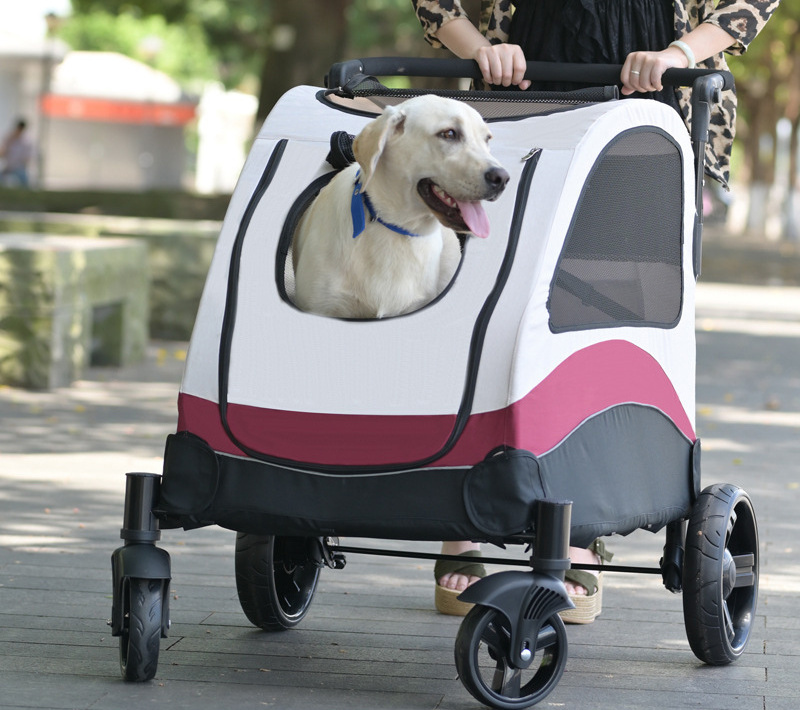 Large Dog Stroller Jogger Pet Stroller for 2 Dogs Breathable Animal Stroller with Universal Wheel and Storage Space