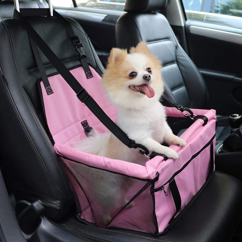 Dog Carrier Basket for Car Pet Reinforce Car Booster Seat for Dog Cat Portable and Breathable Bag with Seat Belt