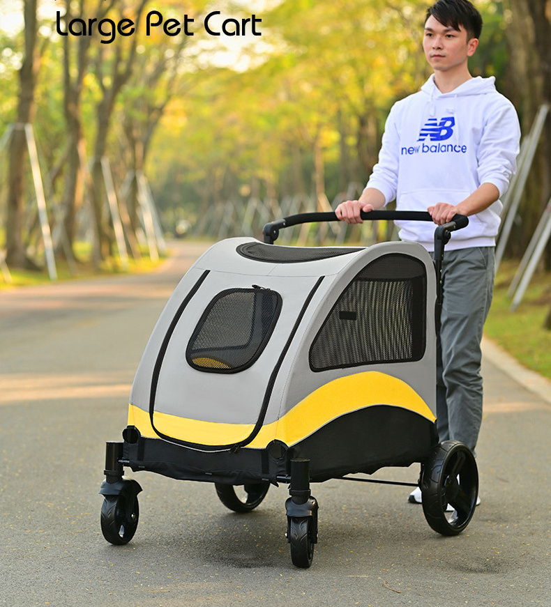 Extra-Large Dog Stroller for Medium Large Dogs Adjustable Handle Breathable Mesh Foldable 4 Rubber Wheel Pet Stroller