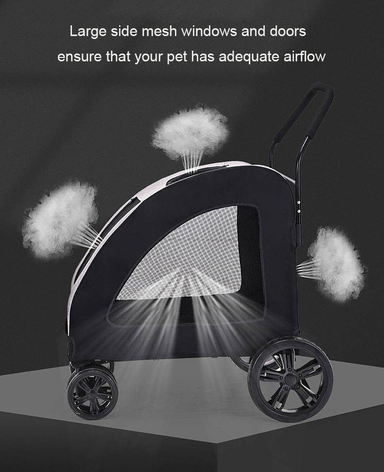 Large Pet Dog Stroller Pet Jogger Wagon Foldable Dog Cart with 4 Wheels Breathable Animal Stroller With Mesh Skylight