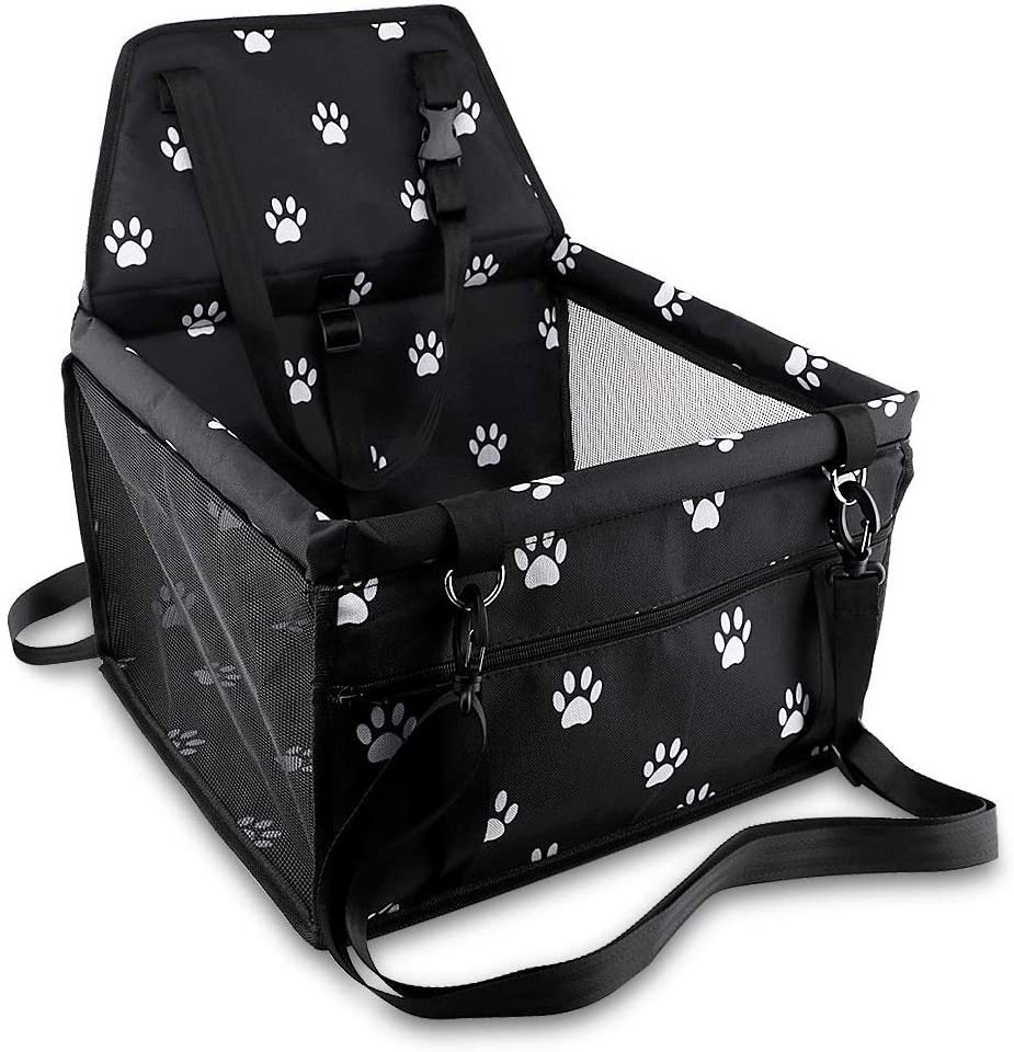 Dog Carrier Basket for Car Pet Reinforce Car Booster Seat for Dog Cat Portable and Breathable Bag with Seat Belt